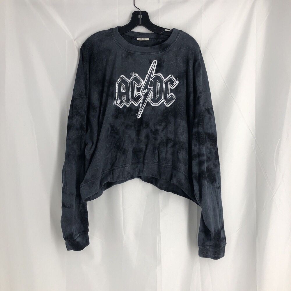 Wst Cst Women's Long Sleeve Brushed Tie-Dye ACDC Sweatshirt Gray Size L